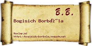 Bogisich Borbála névjegykártya